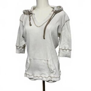 North River Y2K Style Half Sleeve Lightweight Ribbed Hoodie, Large